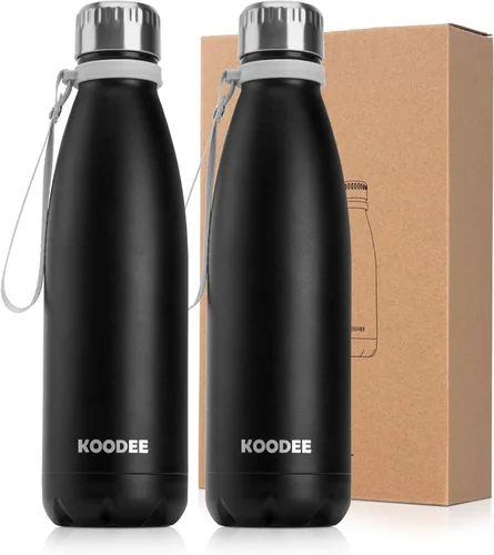 Miniatura 9 de koodee Botella deportiva de agua aislada al vacío de doble pared de acero inoxidable, 17 oz, con forma de botella de refresco, a prueba de fugas