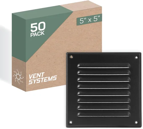 Miniatura 24 de Vent Systems - Cubierta de rejilla de ventilación de aire de alero rectangular de metal negro de 3 x 10 pulgadas (interior), deflector