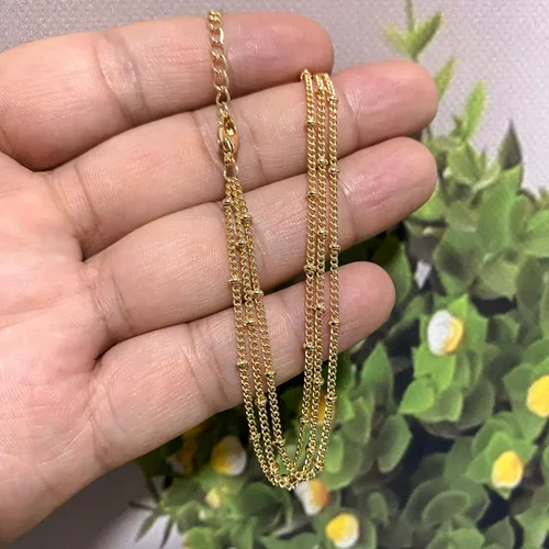 Miniatura 4 de Pulsera de cadena de elegante oro para mujer, pulseras de cadena individual o en capas, con eslabón de dije de corazón, karma, triángulo, perlas
