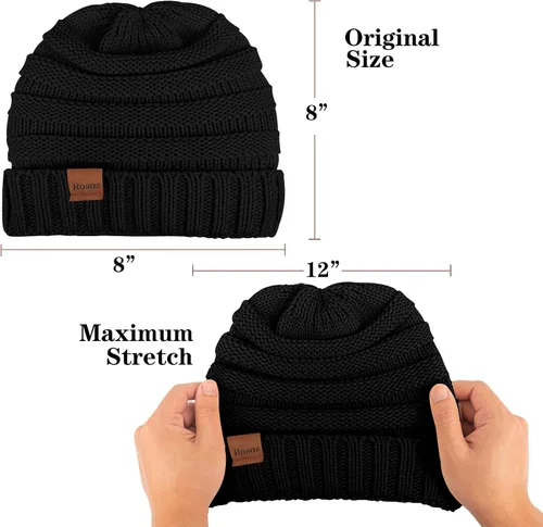Miniatura 6 de Rosoz Gorros de invierno para mujer para mujer, gorros de punto cálidos para mujer, gruesos para clima frío
