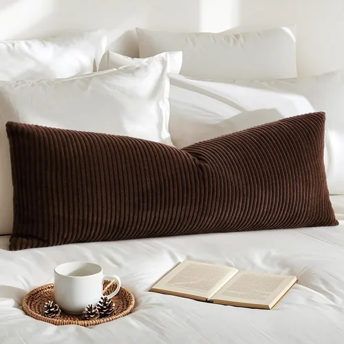Miniatura 46 de Artscope Fundas de Almohada de Pana a Rayas Acogedoras Súper Suaves Decorativas Oblongas Fundas de Almohada Decorativa Funda de Cojín para Sofá