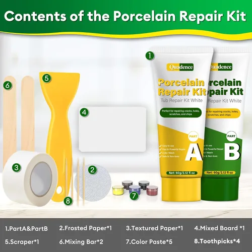 Miniatura 7 de Kit de reparación de porcelana para fregadero, kit de reparación de fregadero de porcelana, impermeable, para fibra de vidrio, porcelana, chip