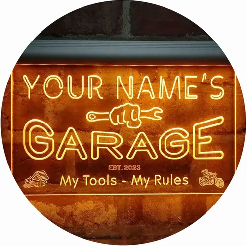 Miniatura 16 de ADVPRO personalizado: tu nombre, año de fundación, tema de garaje, cueva para hombres. Decoración con luz de neón LED de doble color, verde y Verde