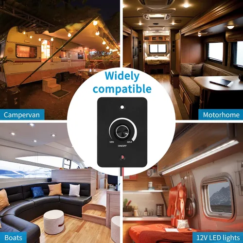 Miniatura 8 de RGBZONE Interruptor de atenuación LED de 12V, 5A 60W, regulador LED para vehículos recreativos, interruptor de atenuación PWM para autocaravanas