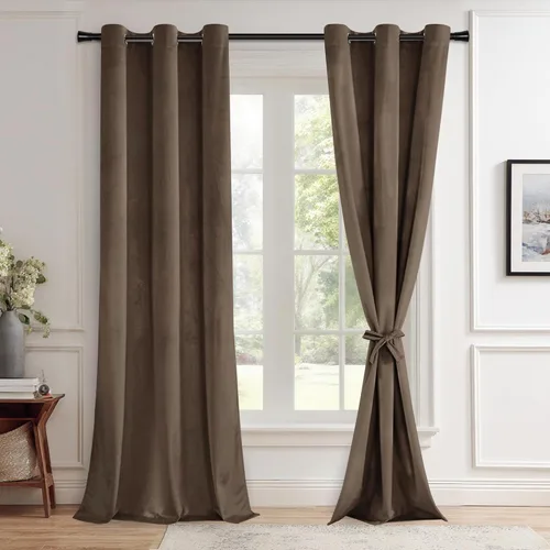Miniatura 33 de JIUZHEN - Cortinas de terciopelo gris de 63 pulgadas opacas para sala de estar - Cortinas gruesas de terciopelo con ojales para ventana