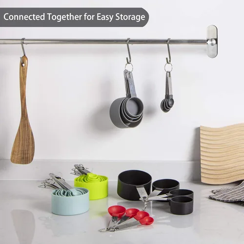 Miniatura 5 de Huygens - Juego de tazas y cucharas medidoras de 10 piezas, tazas medidoras apilables con mango de acero inoxidable para medir ingredientes secos