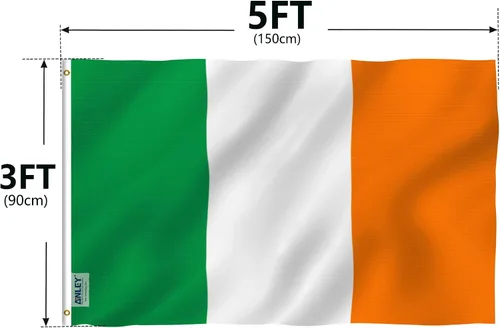 Miniatura 7 de Anley Fly Breeze - Bandera de Irlanda de 3 x 5 pies, color vivo y a prueba de decoloración, cabecera de lona y doble costura, banderas nacionales