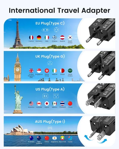 Miniatura 4 de Cruise Ship Essentials, adaptador aprobado por crucero con PD 25W USB C cargador rápido sin sobretensiones sin enchufes para Royal Caribbean Viking