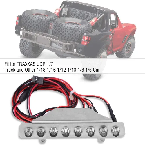 Miniatura 8 de Barra de luz LED para automóvil a control remoto, 8 LED blanco brillante y rojo para mayor visibilidad nocturna RC camión barra de luz con luz