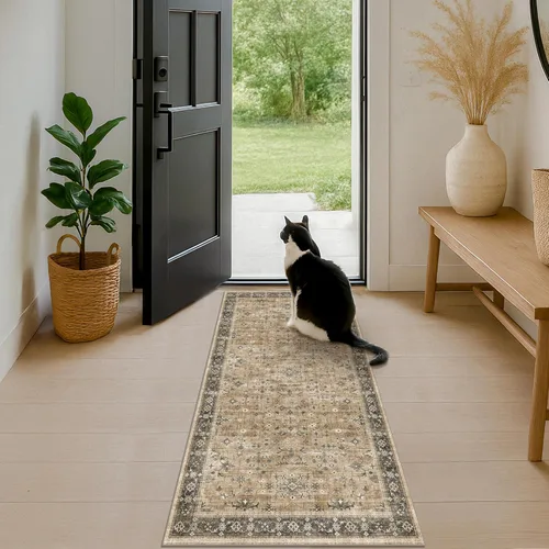 Miniatura 138 de Alfombra Boho Negra para Sala de Estar - Alfombra de Área Lavable de 10x14 Pies, Alfombras de Comedor para Debajo de la Mesa, Alfombra Suave de Pelo