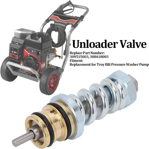 Miniatura 4 de Pissente Troy Bilt 309515003, 308418003 - Conjunto de válvula de descargador para bomba de lavado a presión Troy Bilt, aleación de acero + cobre