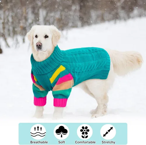 Miniatura 4 de Suéter para perro, cálido, cómodo y grueso para perros de tamaño grande, suéteres de Navidad para perros, suéteres de invierno, suéter de punto