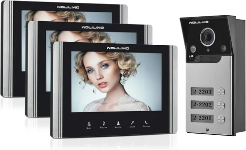 Sistema de intercomunicador con vídeo con cable, timbre de puerta con vídeo de 7 pulgadas con visión nocturna IR, soporte de desbloqueo remoto,