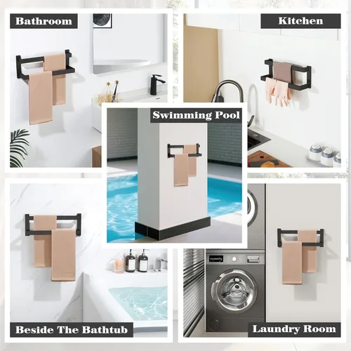 Miniatura 7 de Alise Barras de Toalla Dobles de 16 Pulgadas para Montaje en Pared de Baño, Toallero de Baño con Dobles Barras de Toalla para Lavabo de Baño, Barra