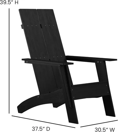 Miniatura 4 de Flash Furniture Sawyer Commercial Adirondack Style - Juego de patio, poliresina negra, resistente a la intemperie