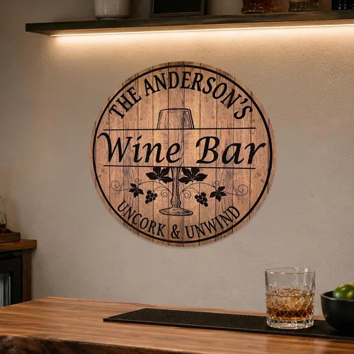 Miniatura 5 de Letrero personalizado para bar de vinos de 10 pulgadas, 14 pulgadas, 18 pulgadas, letrero redondo de madera, accesorios para bar de vino, decoración
