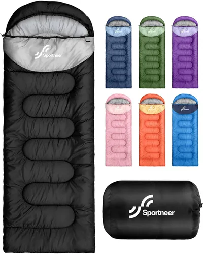 Miniatura 22 de Sportneer Sleeping Bag for Adults & Kids, Cold Weather & Warm Waterproof Camping Sleeping Bag, Compact Portable for Camping Hiking & Travel Negro