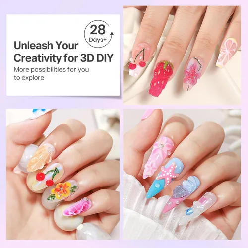 Miniatura 7 de MIZHSE Gel 3D de 1.06 oz para arte de uñas, gel transparente para esculpir uñas UV LED Soak Off Gel con lápiz de arte de uñas, diseño de uñas