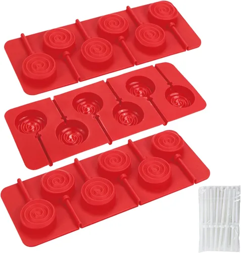Miniatura 10 de Webake Moldes de Piruleta en Forma de Corazón de 6 Agujeros, Moldes de Caramelo de Chocolate en Forma de Corazón con Palillos de Piruleta, Ideales