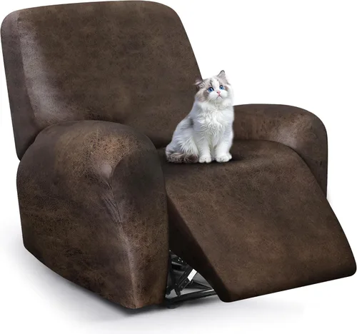 Miniatura 40 de ANARACHON Fundas para sillas reclinables con aspecto de cuero, funda elástica de 4 piezas, funda suave para silla reclinable, protector de muebles