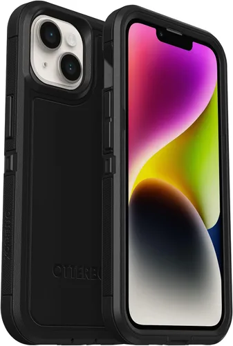 OtterBox Funda para iPhone 14 y iPhone 13 Defender Series XT, color negro, sin pantalla, resistente, se ajusta a MagSafe, accesorio con cordón