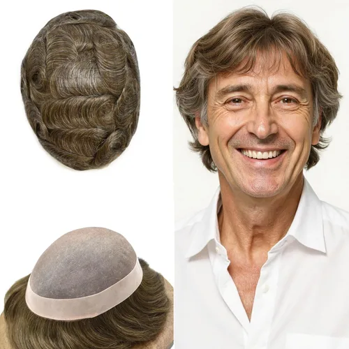 Miniatura 43 de Toupee - Sistema de reemplazo de cabello fino y duradero para hombre, piezas de cabello 100% humano para hombres, revestimiento de poliéster, unidad