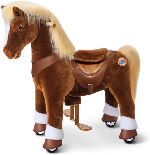 Miniatura 16 de PonyCycle Caballo para montar en pony avanzado modelo Y de peluche marrón juguete de caballo de montar tamaño 3 para edades 3–4, caballo balancín
