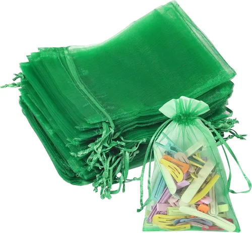 Miniatura 10 de Partyeah 50 bolsas de organza de 4 x 6 pulgadas, pequeñas bolsas de malla para joyas, bolsas con cordón para bolsas de regalo de organza de dulces