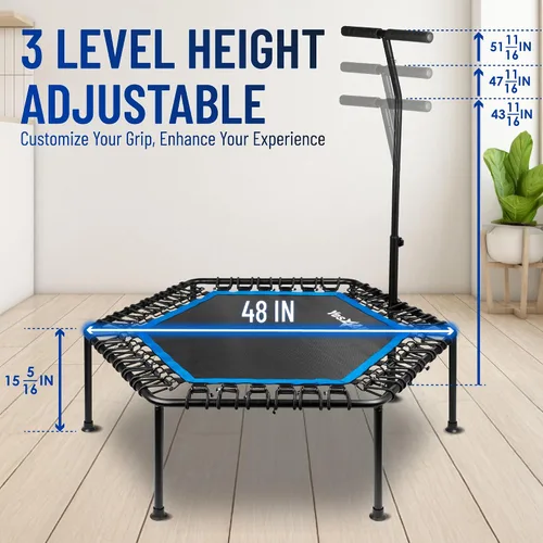 Miniatura 3 de Yes4All Trampolín de rebote para adultos, 48 pulgadas, 350 libras, trampolín de ejercicio estable y silencioso para rebote, salto cardiovascular