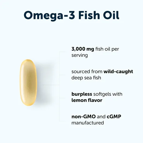 Miniatura 3 de Micro Ingredients Suplementos de aceite de pescado Omega 3 3,000 mg por porción, 240 cápsulas blandas Sabor a limón - Burpless EPA 540mg + DHA