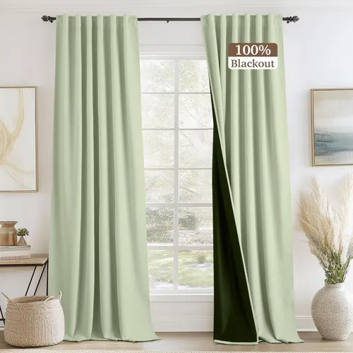 Miniatura 41 de RYB HOME - Cortinas de terciopelo beige, cortinas decorativas resistentes con pestaña trasera, cubierta de privacidad para oscurecer habitación