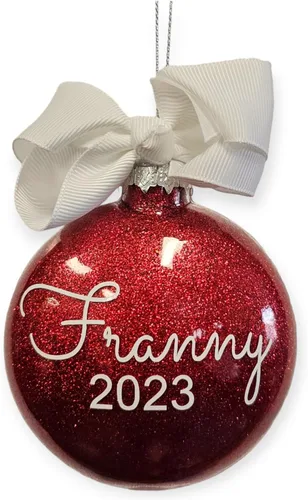 Miniatura 20 de Adorno de Navidad personalizado relleno de purpurina hecho a medida, regalo ideal para fiesta de intercambio de regalos de oficina (Aqua)