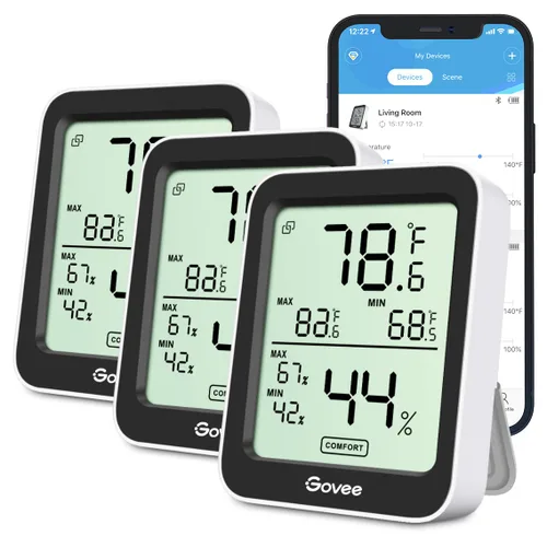Miniatura 11 de Govee Higrómetro Digital Higrómetro Interior Termómetro de Habitación H5075, Medidor de Temperatura y Humedad Bluetooth con Control Remoto