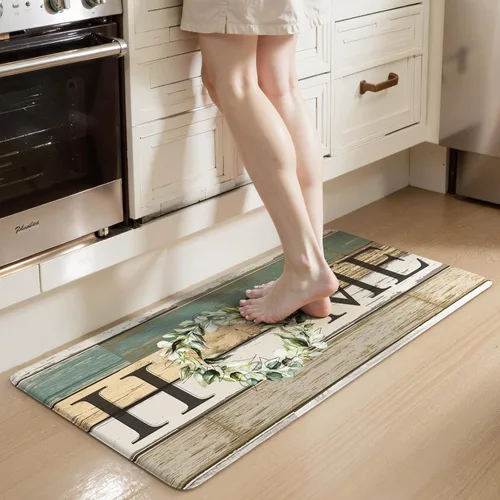 Miniatura 49 de KIMODE Alfombra Antifatiga para Cocina 2 Piezas, Alfombras de Cocina Impermeables y Antideslizantes, Alfombra de Cocina de Estilo Rústico para Piso