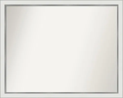 Miniatura 450 de Amanti Art Espejo de baño blanco para sobre el fregadero, 30 x 35 pulgadas, espejo de tocador rectangular estrecho de Eva de oro blanco, marco