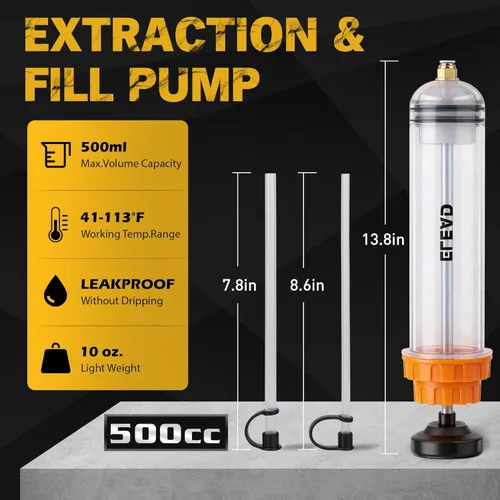 Miniatura 3 de ELEAD Bomba extractora de líquido de aceite de 500 cc, jeringa de aceite multiusos, extractor de jeringa fluida, transferencia de combustible al