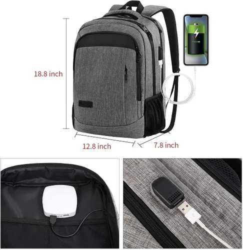 Miniatura 2 de Monsdle Mochila de viaje para laptop, mochilas antirrobo con puerto de carga USB, mochilas de viaje, bolsa de trabajo de negocios de 15.6 pulgadas