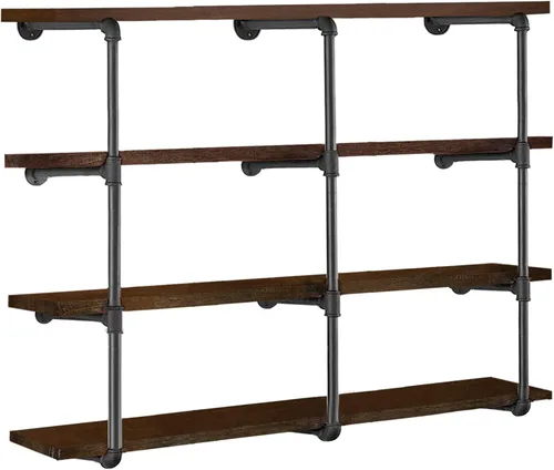 Miniatura 11 de HITOMEN Estantes industriales de tubería de hierro, 2 juegos de 3 niveles, 28 pulgadas de alto, 12 pulgadas de profundidad, estantería abierta