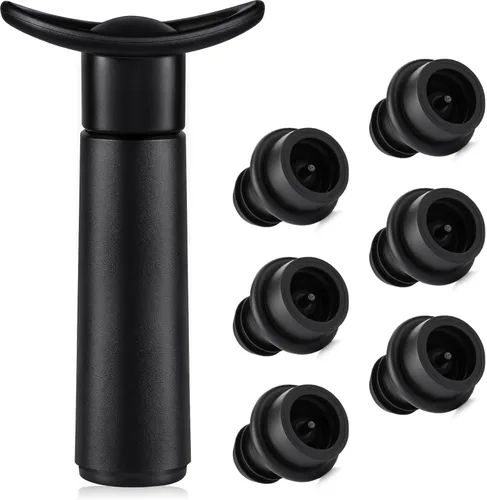 Miniatura 8 de Juego de bomba de vacío de vino y 2 tapones, conservador de vino reutilizable para sellado hermético, mantiene el vino fresco durante más tiempo