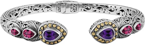 Miniatura 4 de Pulsera de plata de ley 925 y oro de 18 quilates con piedras preciosas de filigrana Bali