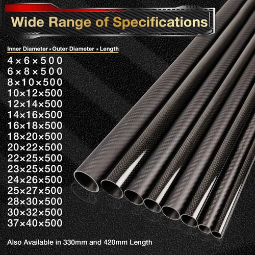 Miniatura 3 de ARRIS Tubos de fibra de carbono de 16.535 in de longitud, 0.157 in x 0.236 in x 16.535 in, superficie brillante, tubo de fibra de carbono