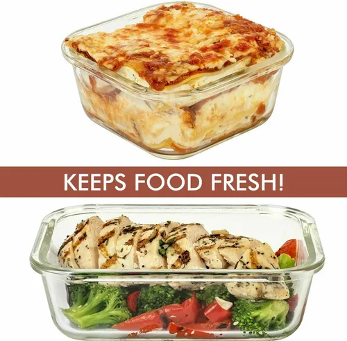Miniatura 6 de Razab 24 recipientes herméticos de vidrio para almacenamiento de alimentos, recipientes de vidrio para preparación de comidas, aptos para congelador