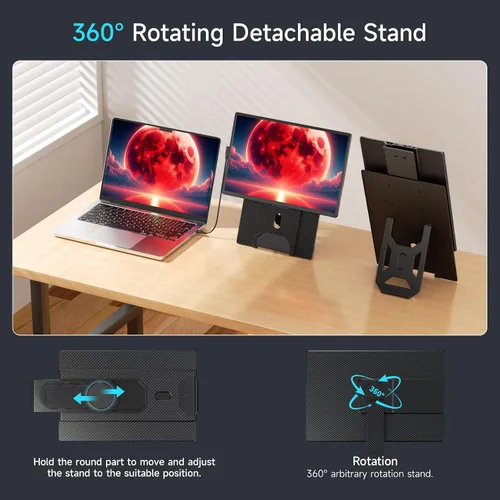 Miniatura 7 de Extensor de pantalla para laptop, monitor portátil dual de 16.1 pulgadas, 1080P FHD sin marco, extensor de monitor desmontable para laptop, apto