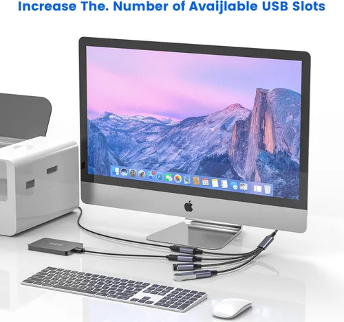 Miniatura 6 de MOGOOD Divisor USB, adaptador electrónico USB 2.0 de 4 puertos, concentrador USB multizócalo para transferencia de datos y carga de energía