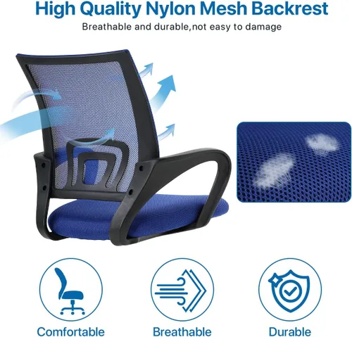 Miniatura 5 de Silla ergonómica de oficina para el hogar, silla de escritorio de malla con respaldo medio, silla de computadora con soporte lumbar, reposabrazos