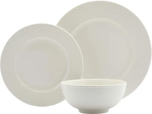 Miniatura 11 de Tabletops Gallery - Vajilla redonda de porcelana blanca en relieve - Bloom - Set de vajilla de 12 piezas Blanco Bloom