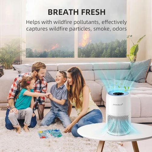 Miniatura 3 de Purificadores de aire AromaRoom para dormitorio con filtros HEPA13 verdaderos 3-en-1, purificador de aire para mascotas con almohadilla aromática