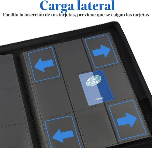 Miniatura 5 de Fabmaker - Carpeta de tarjetas con cierre de alta calidad, 9 bolsillos, cubierta de poliuretano, álbum de colección de tarjetas con cremallera, Negro