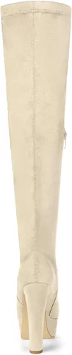 Miniatura 4 de Allegra K Botas altas sobre la rodilla con tacón de bloque y plataforma para mujer