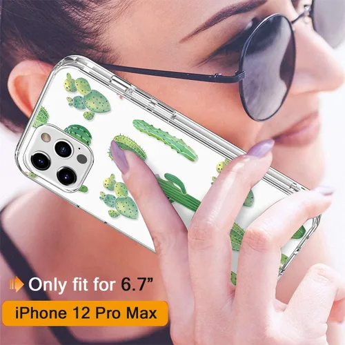 Miniatura 2 de Funda para iPhone 12 Pro Max con protector de pantalla, cuerpo completo transparente a prueba de golpes, diseño floral, para niñas y mujeres